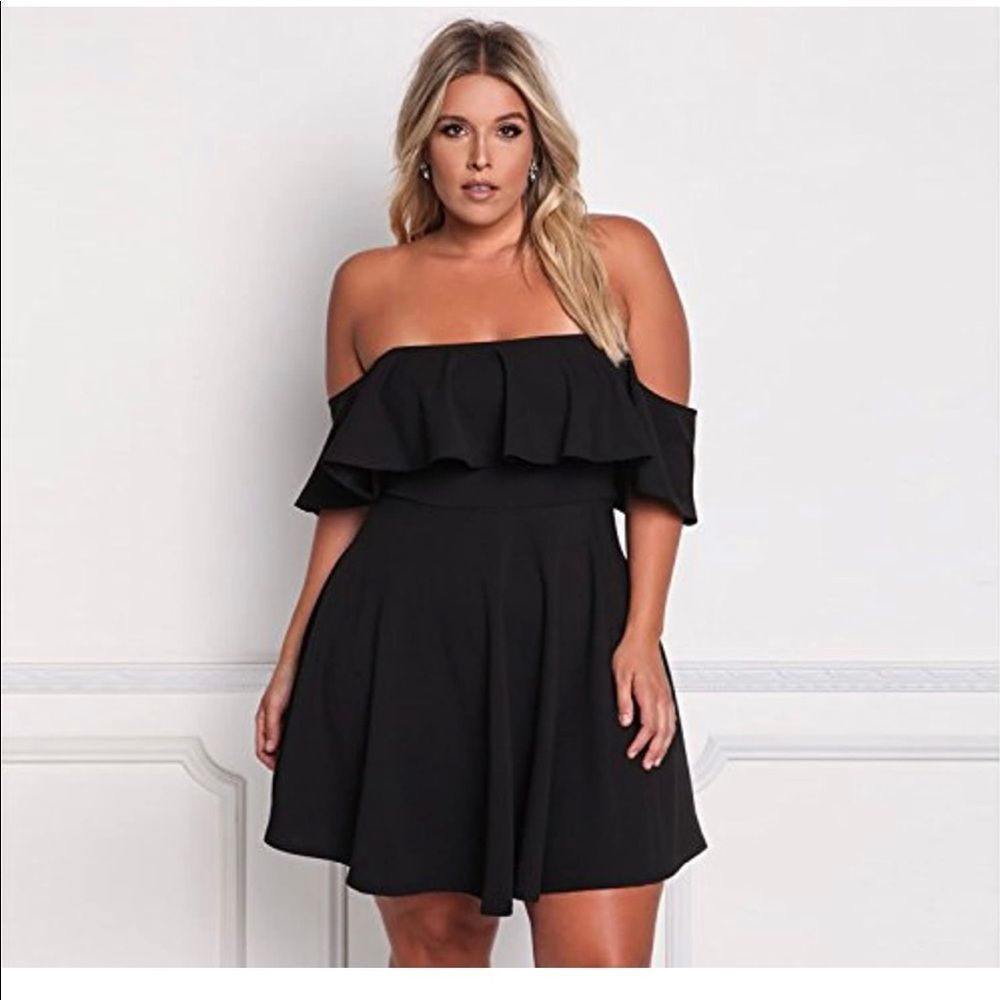 ROSIANNA OFF THE SHOULDER RUFFLE MINI SWING DRESS